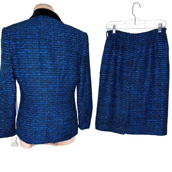 Anne Crimmins for Umi Collections Skirt Suit 10 Blue Silk Tweed Jacket Skirt New - Picture 4 of 10